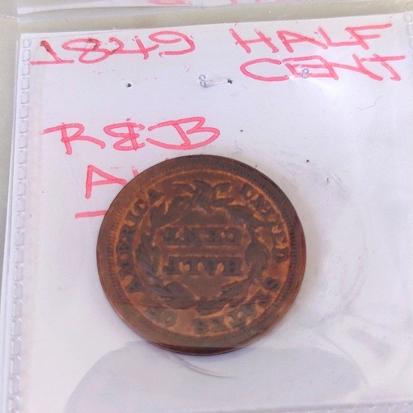 1849 AU Half Cent US Coin - Picture 4 of 6
